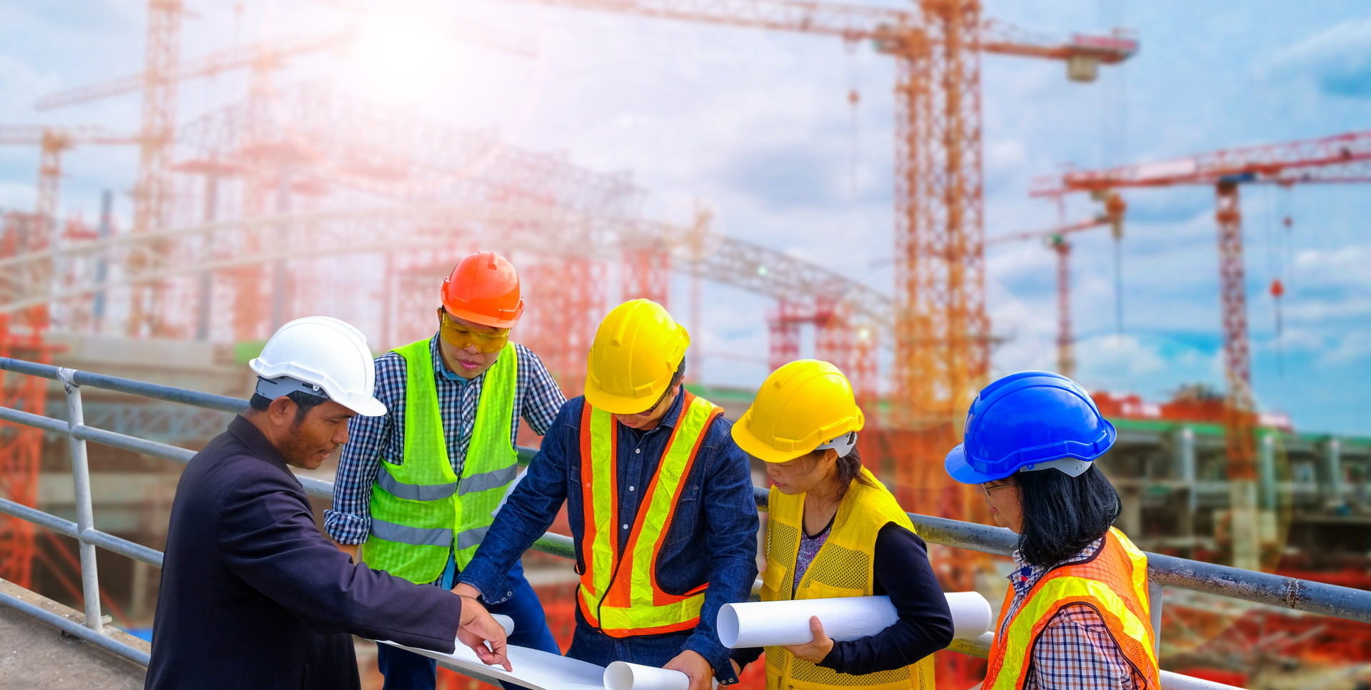 A group of construction worker discussing together