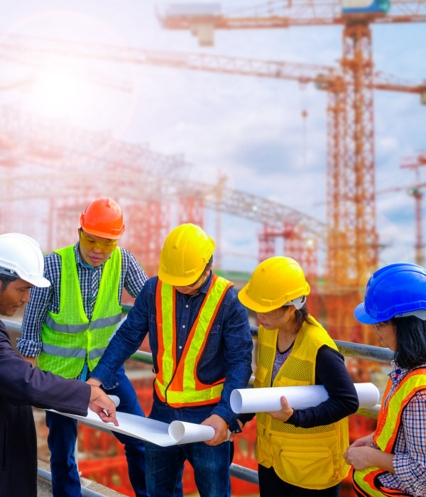 A group of construction worker discussing together